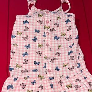 Pink Butterfly Kids Casual Dress